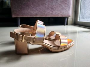 Holographic Block Heel Sandals