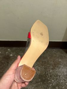 Red Block Heel Clear Strap Sandal