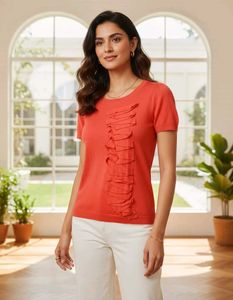 Chic Ruffle Front Knit Top
