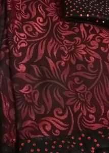 Elegant Red &amp; Black Floral Design Saree