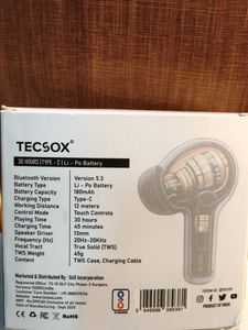 tecsozx wireless earbuds (30hr playtime)