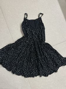 BLACK MINI POLKA DOT DRESS 👗