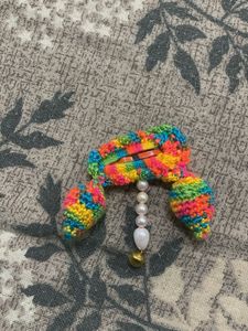 Handmade Crochet Hair Clip with Pearls & Bell