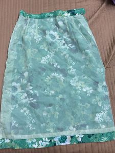 Vibrant Green Floral Ethnic Skirt
