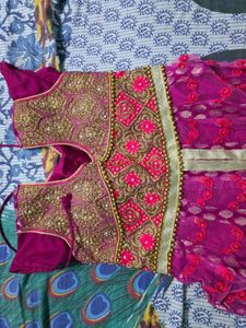 Rose &amp; Gold Floral Anarkali Dress