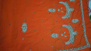 Stunning Orange Embroidered Saree