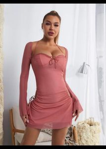 Chic Rose Mesh Bodycon Dress