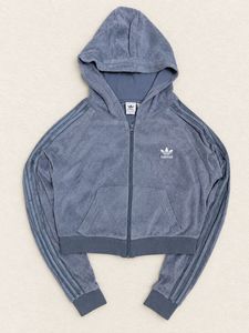 Adidas Originals Cropped Full Zip Velour Hoodie