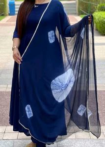 Elegant Navy Blue Kurta Set with Dupatta