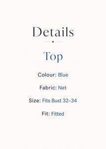 Blue Tie-Front Mesh Top