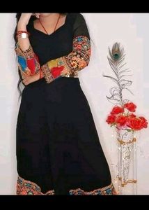 Embroidered Black Gown