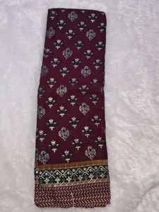 Burgundy Floral Dress Material without blouse