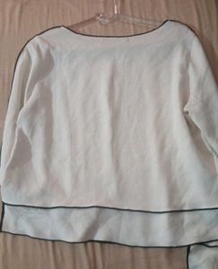 Zara Basic White Ribbed Top with Black Detailing