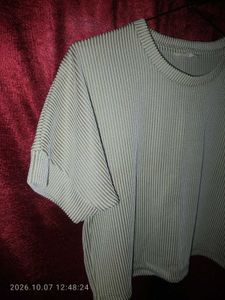 Textured Striped Short Sleeve Top