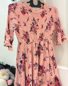 Chic Floral Print Dress with Pearl Embellishments