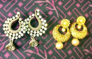 Designer Jhumka & Pearl Earrings Set combo 2