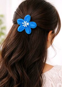 Blue Plush Flower Hair clutcher