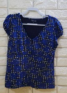 Agnes b. Blue Floral Print Button-Up Top