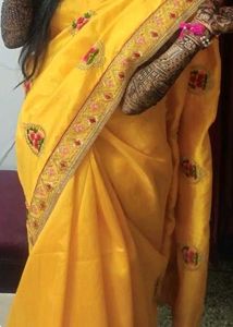 Yellow Elegant Haldi Function Saree With Blouse