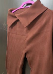 very thick woolen Collar Flare Pants