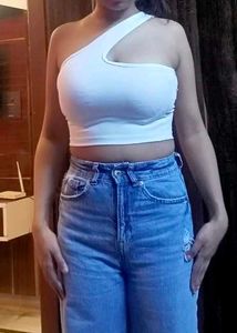 Stylish One-Shoulder White Crop Top