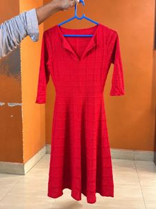 Chic Red Fit &amp; Flare Dress