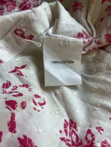 White &amp; pink floral cotton shirt 🌸