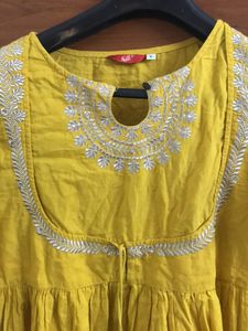 Yellow Cotton Anarkali