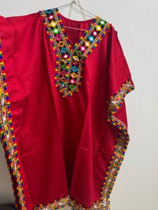 Red Embroidered Kaftan Set