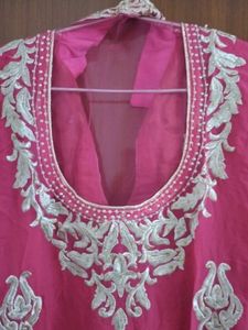 Hot Pink Embroidered Bridal Suit