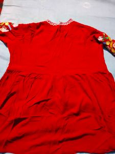 Red Embroidered Kurta