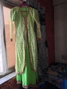Elegant Neon green Embroidered Kurta Set