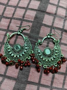 Bohemian Mirror & Bead Dangle Earrings