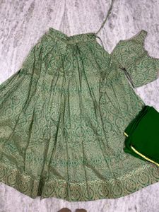 Green Ethnic Lehenga Choli Set