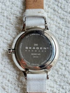 Original Skagen Denmark White Leather Strap Watch