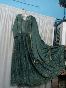 Elegant Green Sequined Lehenga Choli