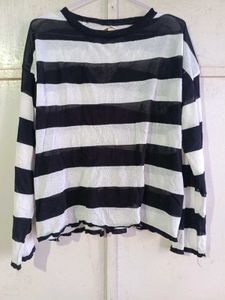 Striped Cut-Out Knit Top