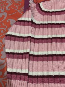 Striped Knit Turtleneck Sweater