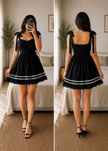 Chic Black Tie-Shoulder Mini Dress
