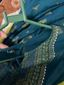 Teal &amp; Lime Green Ethnic Kurta Set