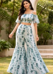 blue and white sharara
