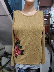 Embellished Cold Shoulder Top