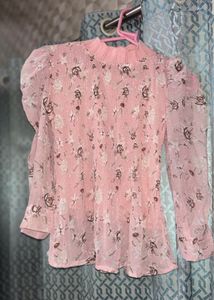 Summer Pink Floral sheer top Brand new