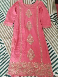 Elegant Pink Kurta Set with Salwar and Dupatta