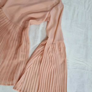 Chic Pleated Flared Sleeve Top