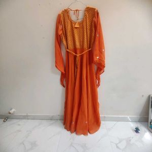 Elegant Orange Ethnic Gown