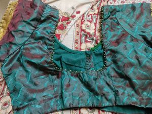 Elegant Teal Brocade Blouse