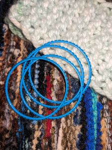 Set of Blue Metal/Plastic Bangles