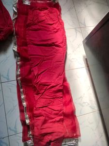 Vibrant Red Anarkali suit. brand name "Aacho"".