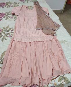 Elegant Pink Sequined Kurta Set